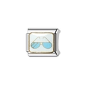 Italienisches Modul-Charm aus Edelstahl mit blauem Emaille-Sonnenbrillen-Motiv - Blauer Sonnenbrillenstil (Y129)
