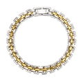 Classic two-tone gold and silver stainless steel watch-style link bracelet with buckle - 8.7mm: 18cm / Gold & Silver