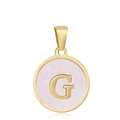 Pendentif lettre G en acier titane doré avec incrustation en émail blanc chic - G-Coquille Rose