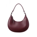 Elegant wine red crescent hobo handbag for women with smooth finish and top handle - Burgundy