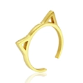 Minimalist gold cat ear open ring with a polished metallic finish and adjustable band - Cat Ears Shape / Gold