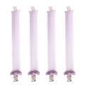 Detail showing four pink satin heatless hair curlers with button closures on white surface - OPP Bag (4 Pcs) / Pink