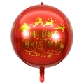 Detail of red 4D metallic Christmas balloon featuring golden My First Christmas print - 4D Round Merry Christmas Red