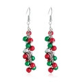 Festive Christmas drop earrings featuring vibrant red and green metal bells on hooks - Multi-colored Bell String Earrings