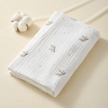 Soft cotton baby bath towel with zebra pattern and pink text in folded rectangular view - 100*100cm / Little Zebra