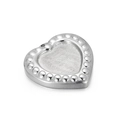 Silver stainless steel heart pendant with beaded edge and textured surface for DIY - Bead Border Steel Style B (KLJ4917-Z)