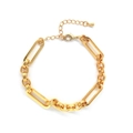 Gold-plated Virgin Mary layered natural pearl bracelet set with geometric chain - 18K Gold Plated Geometric Chain Style