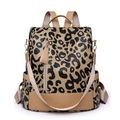 Zaino leopardato da donna con finiture in pelle marrone e spallacci - Leopardo Marrone