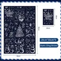 Blue and white Christmas snowflake static window decals set with snowman and tree designs - SK2344-Christmas Tree and Snowman / White and Blue