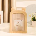 Cadre photo souris nordique 7 pouces avec oreilles d'animaux et texture bois naturel - Souris en bois clair