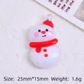 Cute resin snowman pendant for DIY craft with faceted texture and red scarf 25x15mm - White Snowman