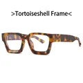 Stylish tortoise shell square anti-blue light glasses with thick designer frames - Tortoiseshell Frame