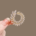 Golden butterfly wreath brooch with marquise rhinestones on elegant circular design - 272# Circle