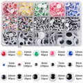 966pcs assorted colorful and black wiggle googly eyes set for doll DIY crafts and accessories - Box 6 (Colored Mix 966pcs)