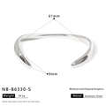 Silver stainless steel cuff bracelet specifications showing 61mm inner diameter and 9mm gap - Classic Link Silver Style (NB-B6330-S)