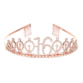 Diadème 16e anniversaire or rose étincelant avec strass et peignes pour fête - Or rose