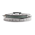 Detail of silver Roman numeral bangle and green zircon beaded bracelet set on white background - Silver Green Zirconia Set (2pcs)