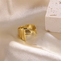 Minimalist gold-plated stainless steel ring featuring a bold letter F in an open-band style - Letter F / Gold