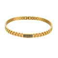 Bracciale a catena cubana placcato oro 18K con cinque pietre preziose verdi rettangolari - Collana a Maglie Stile Cinturino con Intarsio di Zircone - Zircone Verde