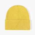 Classic bright yellow rib-knit beanie hat with a wide fold-over cuff for winter - One Size / Ginger Yellow