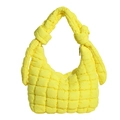 Bright yellow puffer quilted cloud bag with padded knotted shoulder strap details - Yellow