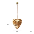 Bronze heart-shaped metal Christmas ornament with textured radial grooves and a label - Gold Heart