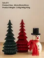 Christmas origami honeycomb paper tree and snowman set for 2025 holiday decoration - Set 13 (4pcs)