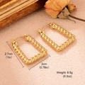 Minimalist textured twisted U-shaped gold earrings for women made of stainless steel - Twisted Rectangular Style (WGXA003505506A)