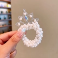 Silver crown pearl hair ring with sparkling rhinestones for girls' princess hairstyles - Water Drop Pearl Crown