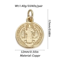 Dettaglio medaglia San Benedetto placcata oro 18K con dimensioni 12x17mm e peso 1,40g - Stile Moneta Religiosa San Benedetto (016-07)