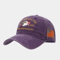 Close-up of eagle embroidery on purple washed cotton 250th anniversary baseball cap - Style A Baseball Cap Deep Purple