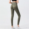 Legging de yoga sans couture à taille haute vert olive foncé avec effet push-up flatteur - Vert Herbe