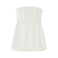 Slim fit white tube top dress with elegant A-line silhouette and woven texture - S / Bandeau Top (A02) / White
