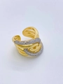 Dettagli anello geometrico dorato multistrato con zirconi lucidi e design aperto - Stile Intrecciato Aerodinamico (003#)