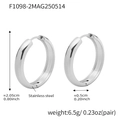 Polished silver stainless steel hoop earrings with 2cm diameter and 0.5cm width - Steel (F1098-2)