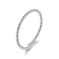 Macro detail of silver titanium steel ring with unique hammered texture and twist design - Adjustable Open / Silver