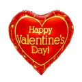 18-inch heart-shaped red foil balloon with yellow Happy Valentine's Day printing - 18 Inch Heart Red Gold Valentine TX130