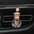 Cute brown bear cartoon glass car air vent perfume bottle with wood lid - Brown Drinking Bear / Air Vent Empty Bottle