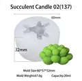 3D succulent silicone candle mold with finished green succulent display 60x57x32mm - Succulent Candle 02 (137)