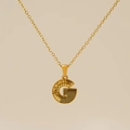 Collier vintage en acier titane plaqué or avec pendentif lettre G texturé - Lettre G