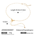 Detail of 18K gold plated Y-necklace showing dimensions, weight and waterproof steel - Bowknot Teardrop Gemstone Style (JDNW2404007)