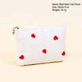 Monedero acolchado con corazones rojos, tamaño 14x3x11cm y cremallera de corazón oro - Monedero de corazón rojo