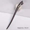 Classic 18cm dark brown sandalwood hair stick with elegant curved carving design - Pulling the Moon
