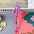 Metallic purple trident shaped gel pen with intricate dragon head and cloud pattern - Spear Pen - Purple / 0.5mm