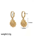 Detailed dimensions of gold shell earrings with zircon accents and size annotations - Shell Pendant Style (TE60367)