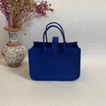 Navy blue felt tote bag with snap closure and sturdy handles for storage and gifting - Royal Blue