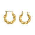 Minimalistische 18K vergoldete U-förmige Kordelohrringe mit poliertem Metall-Finish - Gold