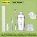 7-piece 700ml PC cocktail shaker set with lemon muddler and stainless steel bar spoon - 700ml 7-Piece Set