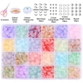 8mm frosted gradient glass bead kit in 24-grid box with tools for DIY jewelry making - Jelly Two-tone + Accessory Bag / 24 Grids/480 Pcs + Material Kit