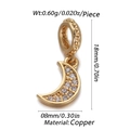 Golden crescent moon pendant in copper with zircon inlay for necklaces or earrings - CX146-14 (Gold Pave Zircon Moon Pendant)